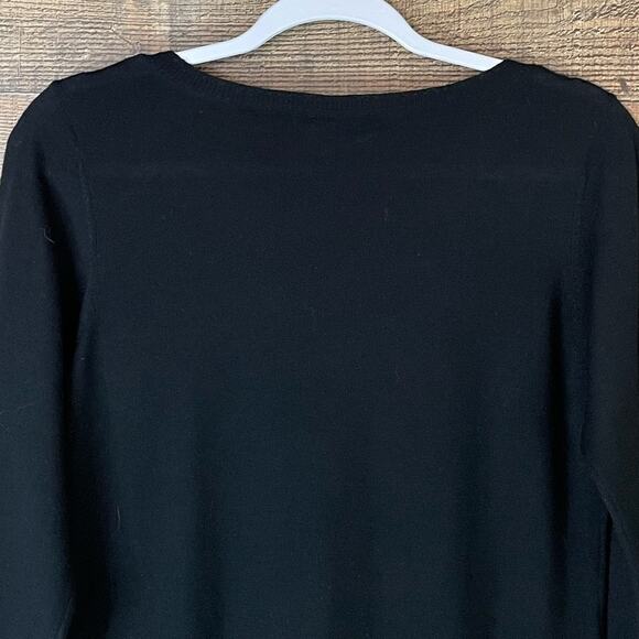 Milly of New York Merino Wool Crop Sleeve Bow Sweater Dress Black Size Medium - Picture 9 of 10